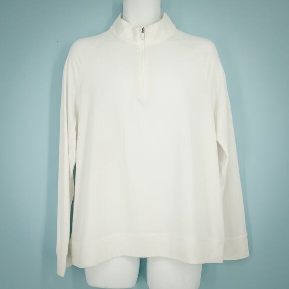 G/Fore Size Large L White Luxe Mid Layer 1/4 Zip Long Sleeve Knit Pullover Shirt - Picture 1 of 6